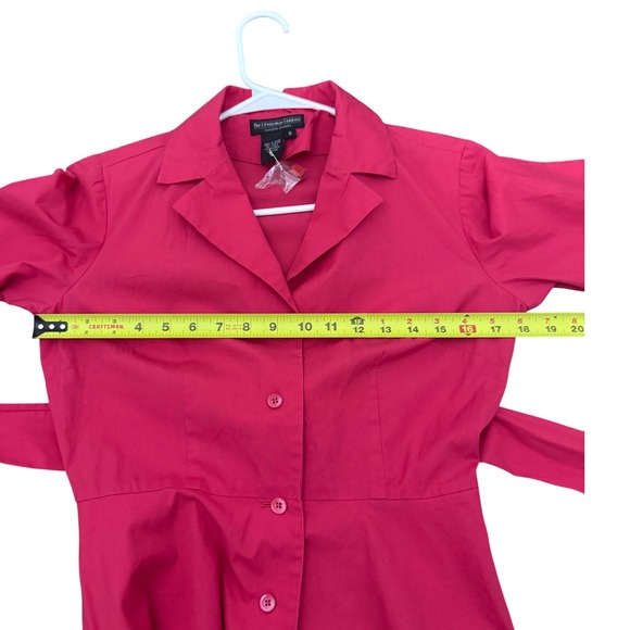 The J Peterman Company 1947 Pink shirt Dress Tie Waist Button Cotton Size 6 - Picture 6 of 7